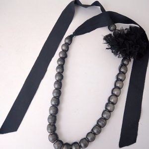 LANVIN Alber Elbaz Large Top Iconic Pearl  Tulle Pom Pom Silk Dress Neclace.